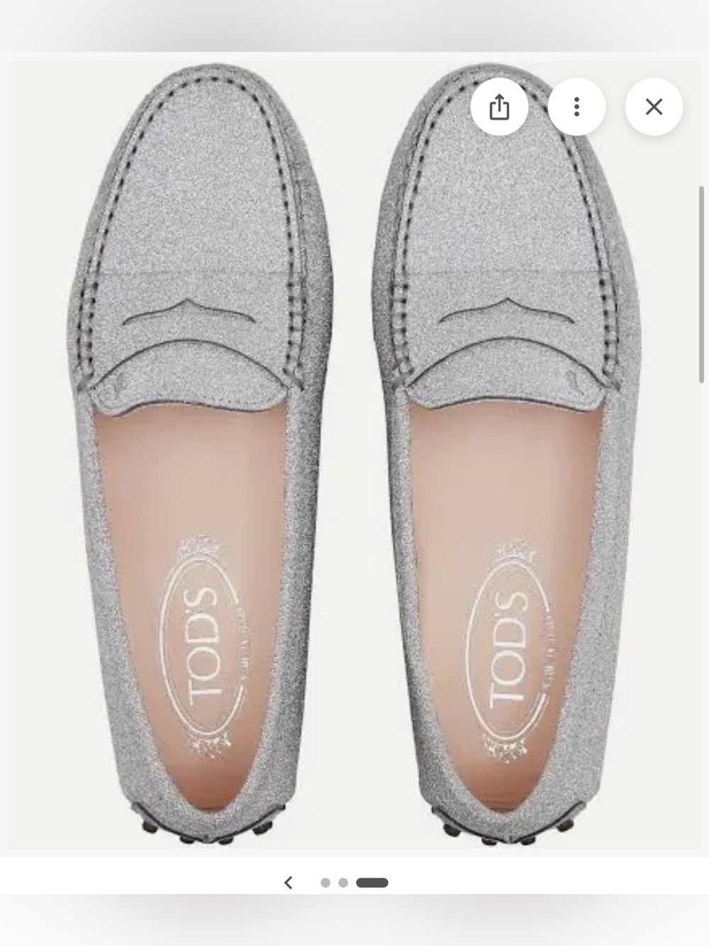 Tod's Silver Glitter Leather Gommino Driving Shoes - Picture 3 of 8
